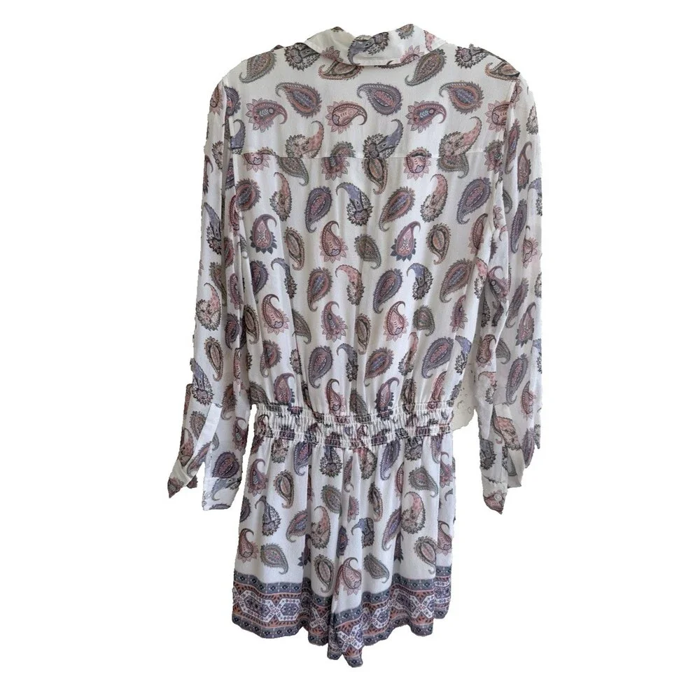 TORY BURCH Brigitte Paisley Print 100% Silk Romper Size S